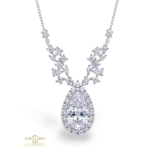 Aria Necklace | Pear Shaped Diamond Simulant | Main Gemstone | 925 Sterling Silver By Naya-Linn Jewelry