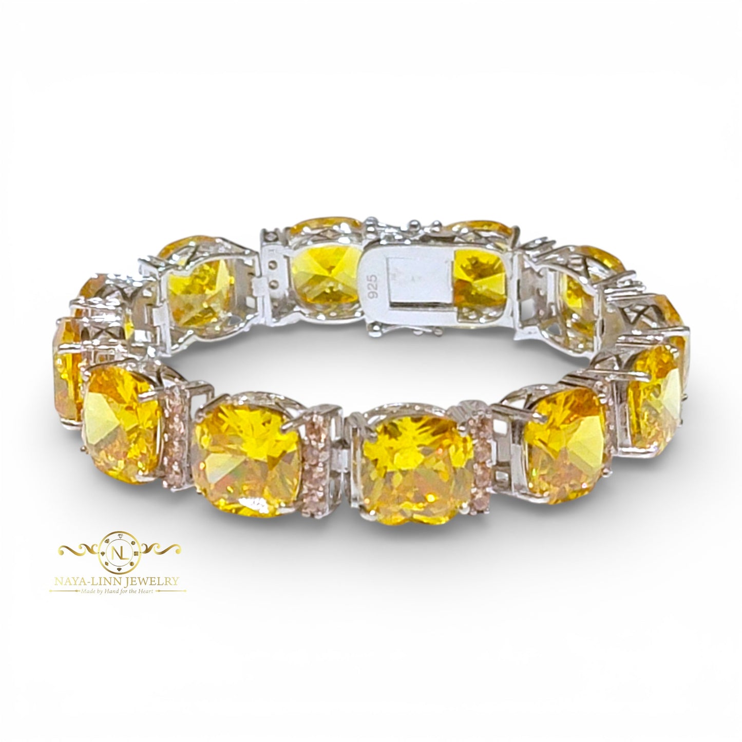 Arriella Bracelet | Asscher Cut Diamond Simulant (CZ) | Rhodium Over 925 Sterling Silver By Naya-Linn Jewelry