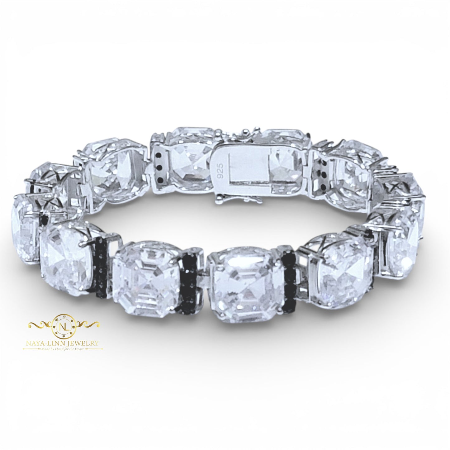 Arriella Bracelet | Asscher Cut Diamond Simulant (CZ) | Rhodium Over 925 Sterling Silver By Naya-Linn Jewelry