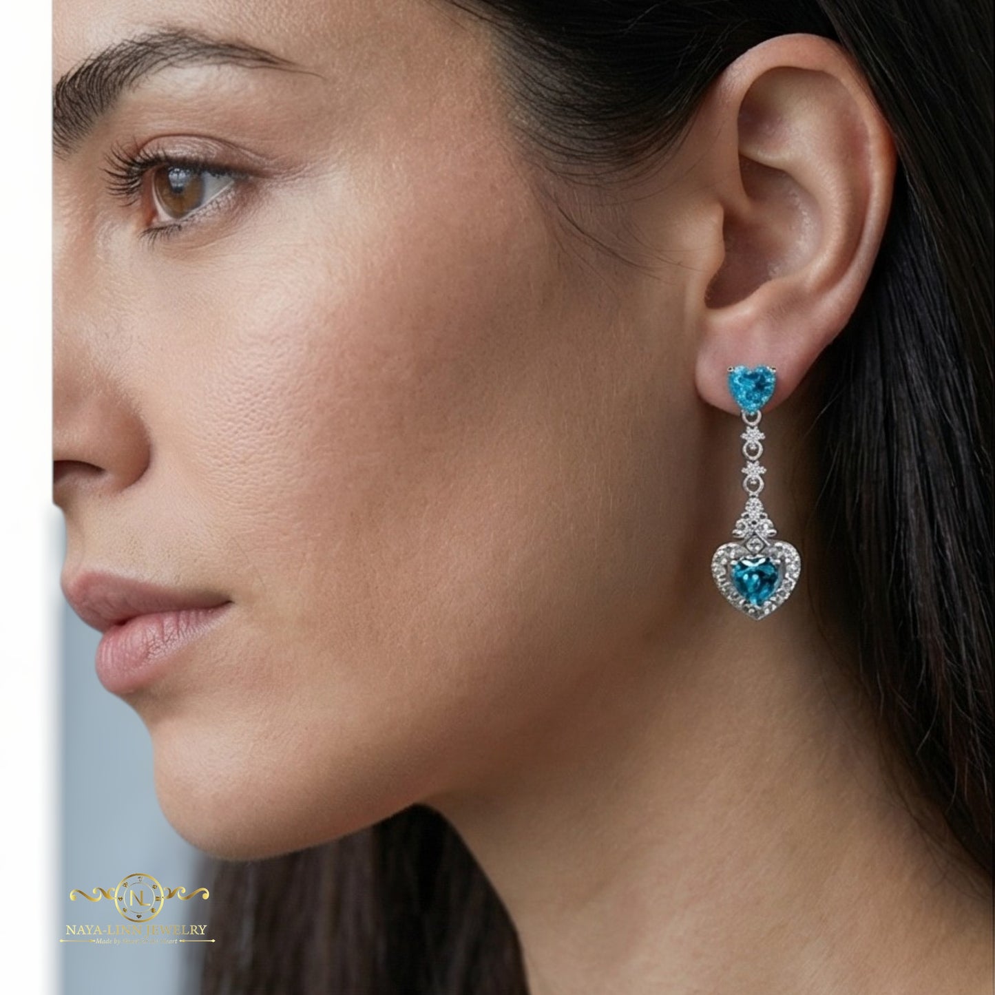 Avery Drop Earrings | Mixed Cuts Heart Shaped Dangle Earrings | Sophisticated Gemstone Jewelry By Naya-Linn Jewelry