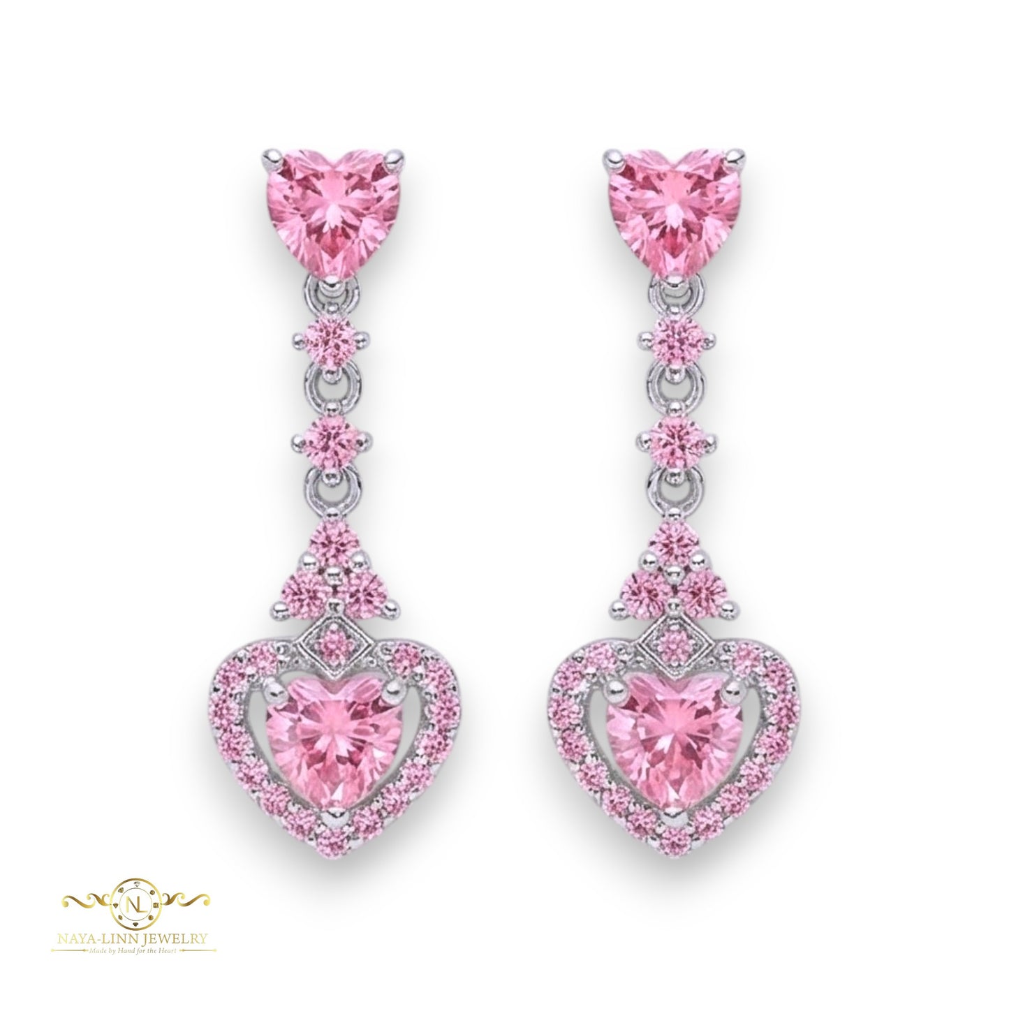 Avery Drop Earrings | Mixed Cuts Heart Shaped Dangle Earrings | Sophisticated Gemstone Jewelry By Naya-Linn Jewelry