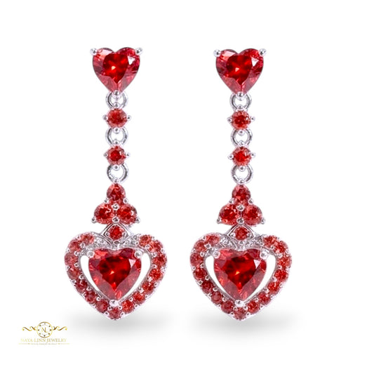 Avery Drop Earrings | Mixed Cuts Heart Shaped Dangle Earrings | Sophisticated Gemstone Jewelry By Naya-Linn Jewelry