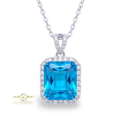 Blake Necklace | Emerald Cut Diamond Simulant | Rhodium Over 925 Sterling Silver By Naya-Linn Jewelry