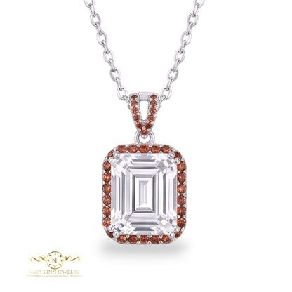 Blake Necklace | Emerald Cut Diamond Simulant | Rhodium Over 925 Sterling Silver By Naya-Linn Jewelry