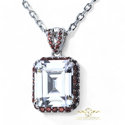 Blake Necklace | Emerald Cut Diamond Simulant | Rhodium Over 925 Sterling Silver By Naya-Linn Jewelry