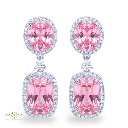 Carol Drop Earrings | Radiant Cut Diamond Simulants | 925 Sterling Silver | Statement Earring By Naya-Linn Jewelry