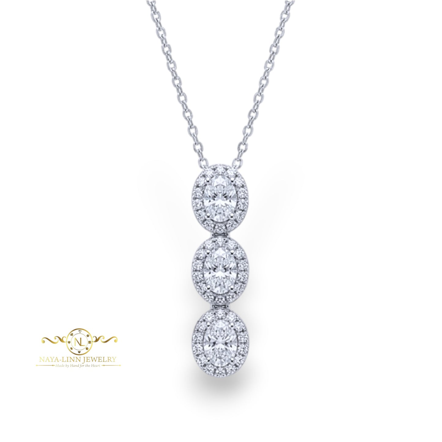 Catalina Necklace | Oval Shaped Diamond Stimulant | 925 Sterling Silver | Durable Necklace For Everyday Wear By Naya-Linn Jewelry