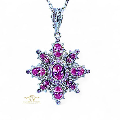 Compass Necklace | Rhodium Over 925 Sterling Silver | Sparkly Gemstones By Naya-Linn Jewelry