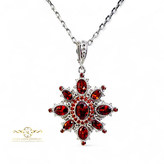 Compass Necklace | Rhodium Over 925 Sterling Silver | Sparkly Gemstones By Naya-Linn Jewelry