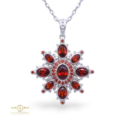 Compass Necklace | Rhodium Over 925 Sterling Silver | Sparkly Gemstones By Naya-Linn Jewelry