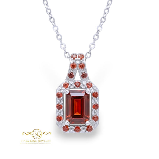 Cora Necklace Emerald Cut Necklace Rhodium Over Sterling Silver