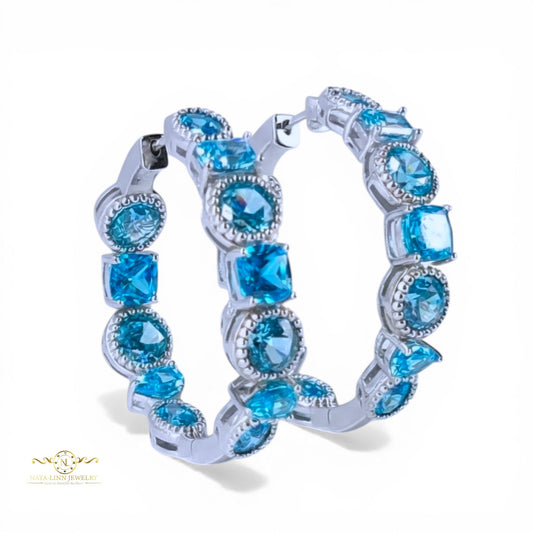 Gabriella Hoop Earrings Rhodium Plated Sterling Silver Winter Earrings Luxury Earrings