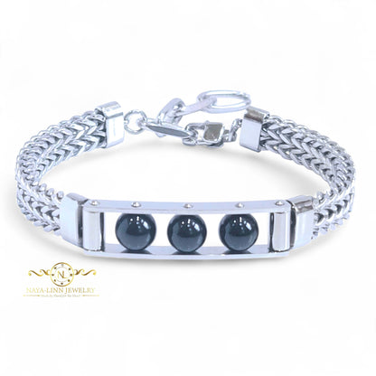 Gaius Men's Bracelet | Tiger's Eye, Lapis Lazuli, or Black Agate | 8MM Natural Stone Dragon Bone Chain Bracelet