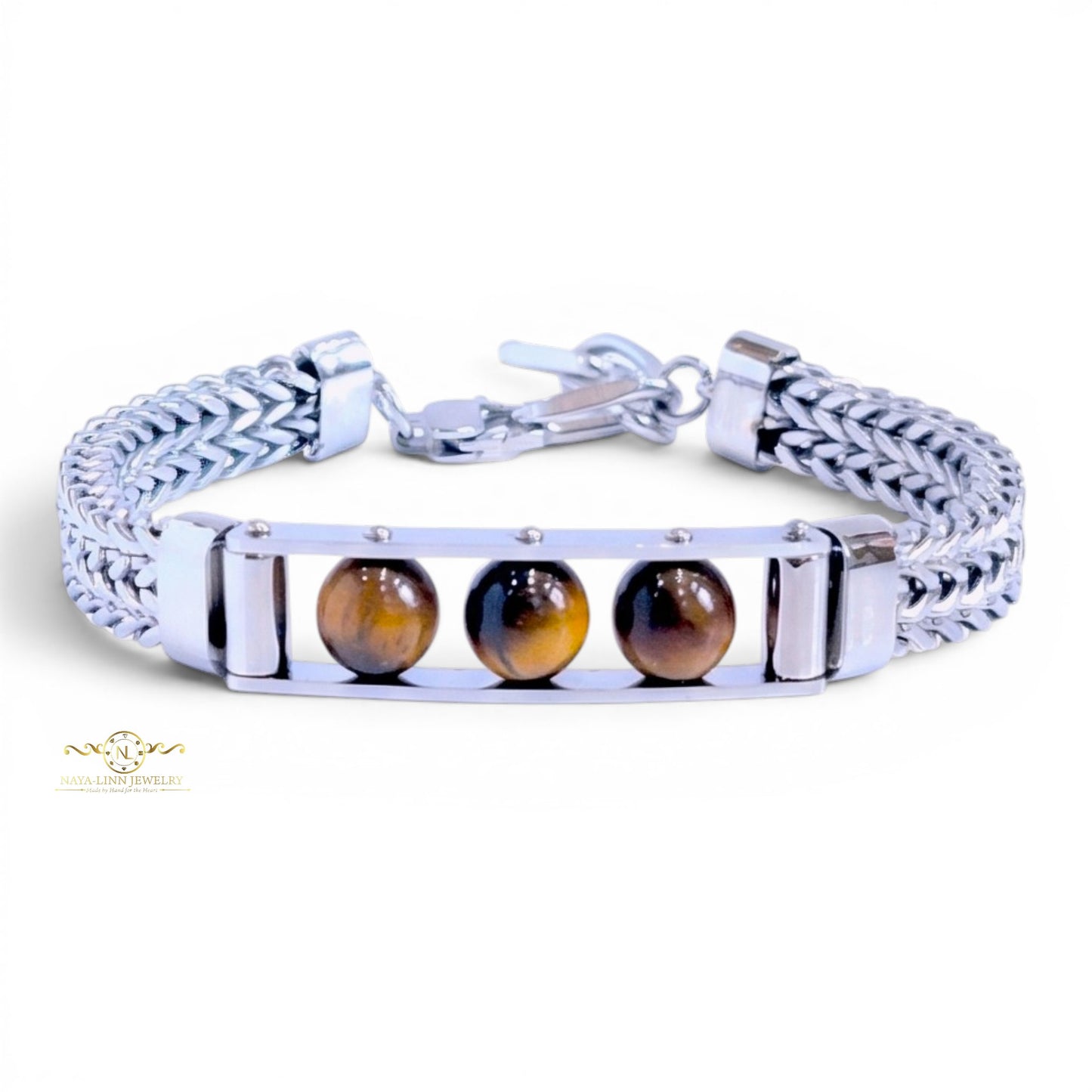 Gaius Men's Bracelet | Tiger's Eye, Lapis Lazuli, or Black Agate | 8MM Natural Stone Dragon Bone Chain Bracelet