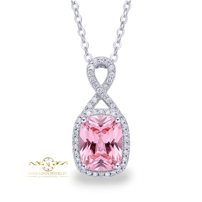 Georgia Infinity Necklace | Radiant Cut Diamond Simulant | Rhodium Over 925 Sterling Silver By Naya-Linn Jewelry