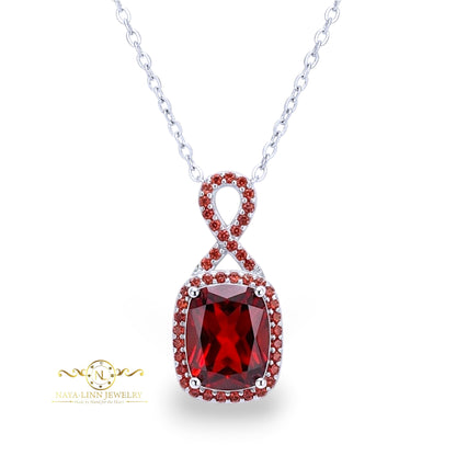 Georgia Infinity Necklace | Radiant Cut Diamond Simulant | Rhodium Over 925 Sterling Silver By Naya-Linn Jewelry