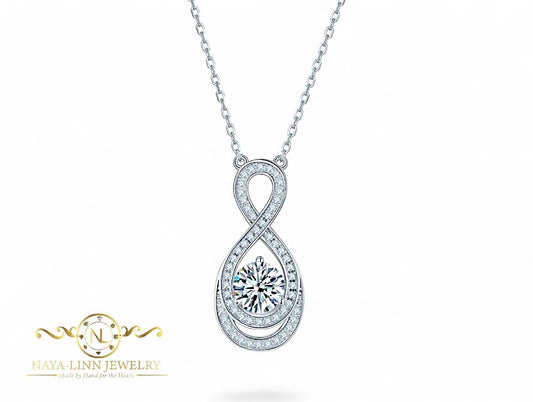 Gianni Moissanite Necklace | Infinity Pendant | Rhodium Over 925 Sterling Silver | 5MM With GRA Certificate