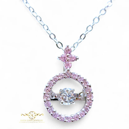 Hadley Dancing Necklace | Center Round Diamond Simulant | 925 Sterling Silver By Naya-Linn Jewelry