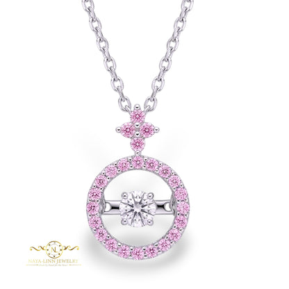 Hadley Dancing Necklace | Center Round Diamond Simulant | 925 Sterling Silver By Naya-Linn Jewelry