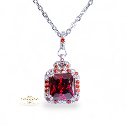 Harmony Necklace | Rhodium Over 925 Sterling Silver | Cubic Zirconia | Square Shaped Necklace | 18 Inches