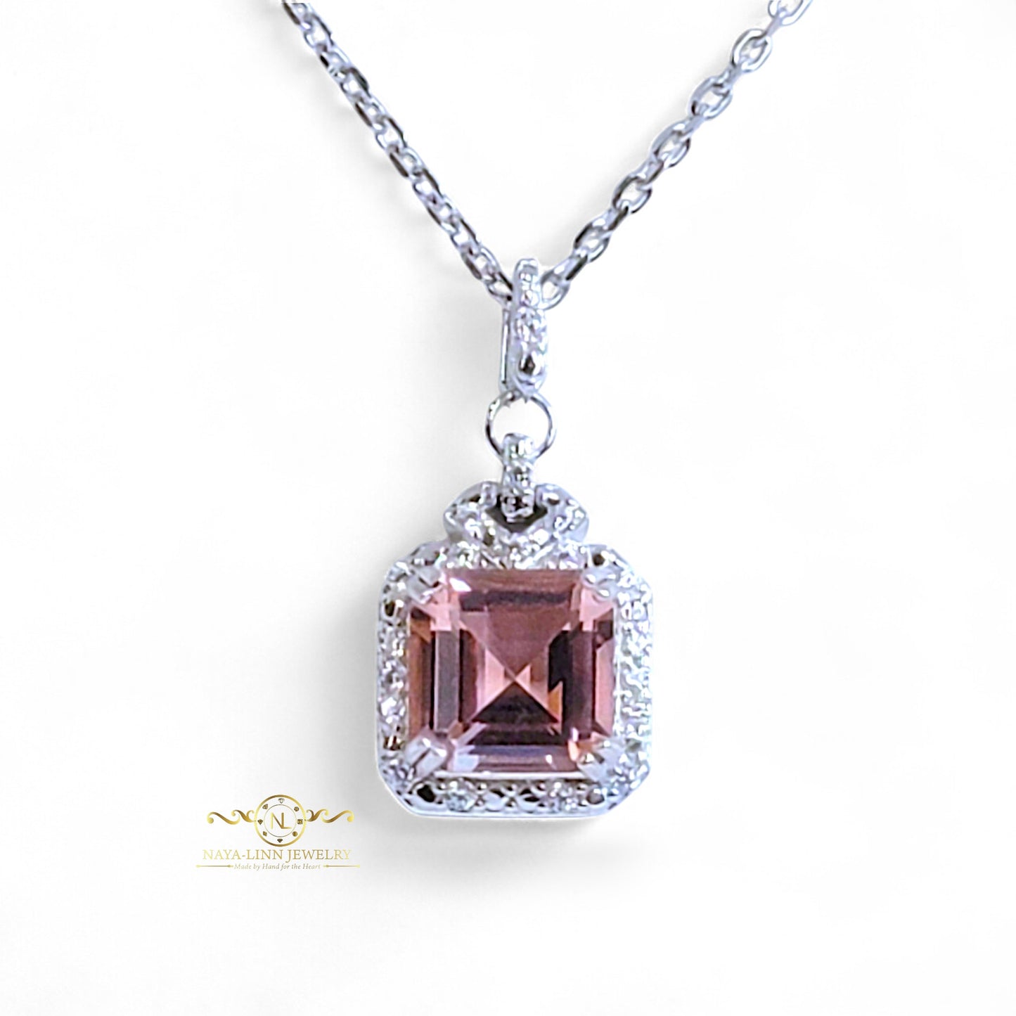 Harmony Necklace | Rhodium Over 925 Sterling Silver | Cubic Zirconia | Square Shaped Necklace | 18 Inches
