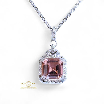 Harmony Necklace | Rhodium Over 925 Sterling Silver | Cubic Zirconia | Square Shaped Necklace | 18 Inches