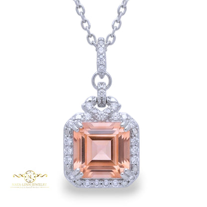 Harmony Necklace | Rhodium Over 925 Sterling Silver | Cubic Zirconia | Square Shaped Necklace | 18 Inches