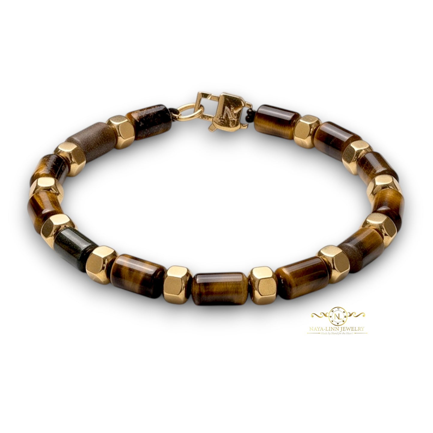 Hector 6x10MM Black Agate Men's Bracelet, 18K Gold Plating with Lobster Clasp