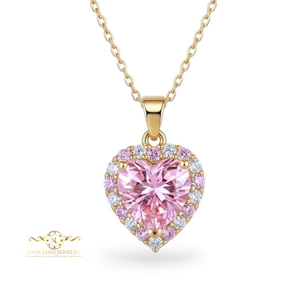 Isabella Necklace | Heart Diamond Simulants | 18K Gold Vermeil | 925 Sterling Silver By Naya-Linn Jewelry