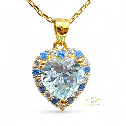 Isabella Necklace | Heart Diamond Simulants | 18K Gold Vermeil | 925 Sterling Silver By Naya-Linn Jewelry