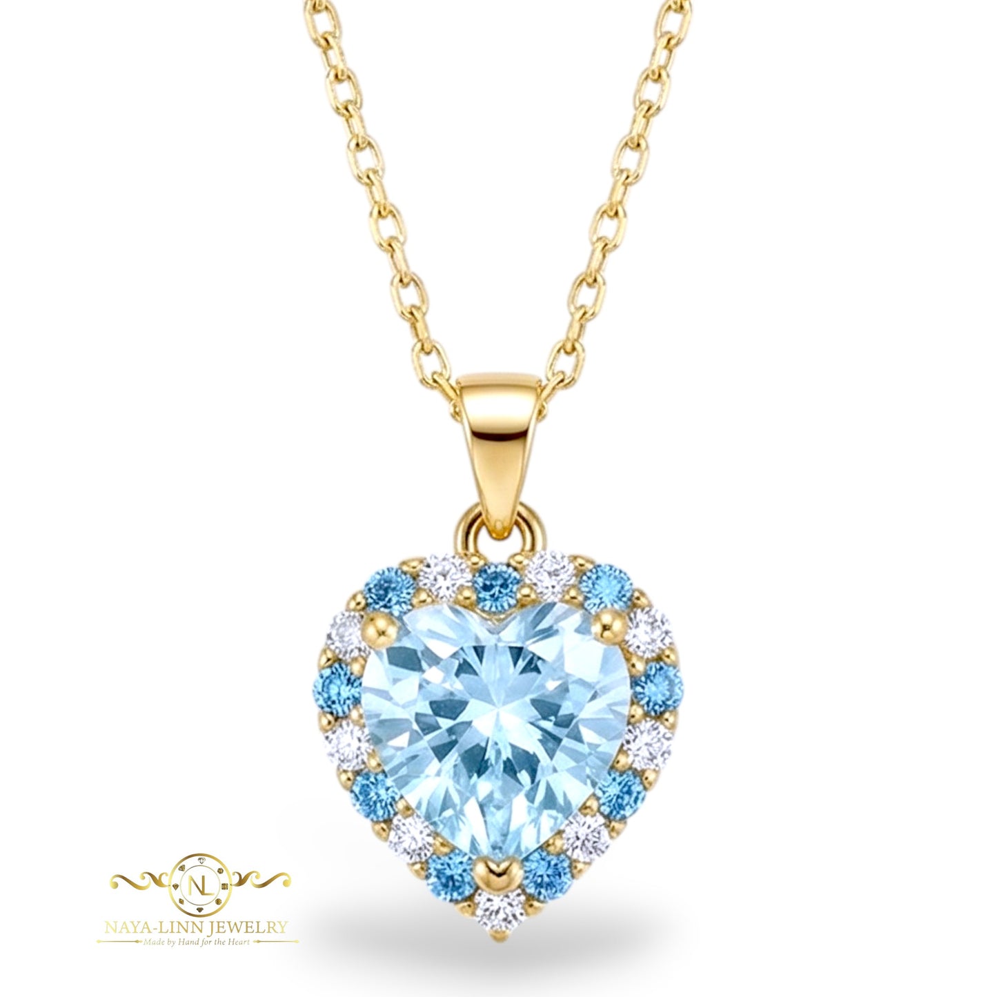Isabella Necklace | Heart Diamond Simulants | 18K Gold Vermeil | 925 Sterling Silver By Naya-Linn Jewelry