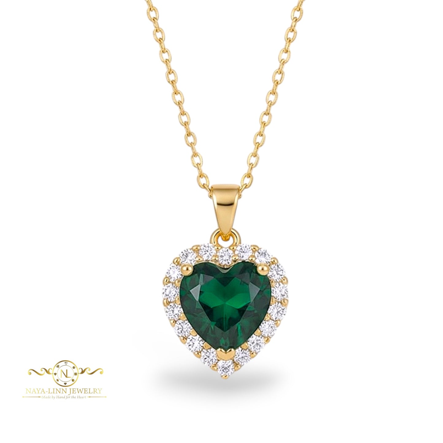 Isabella Necklace | Heart Diamond Simulants | 18K Gold Vermeil | 925 Sterling Silver By Naya-Linn Jewelry