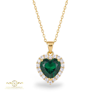 Isabella Necklace | Heart Diamond Simulants | 18K Gold Vermeil | 925 Sterling Silver By Naya-Linn Jewelry