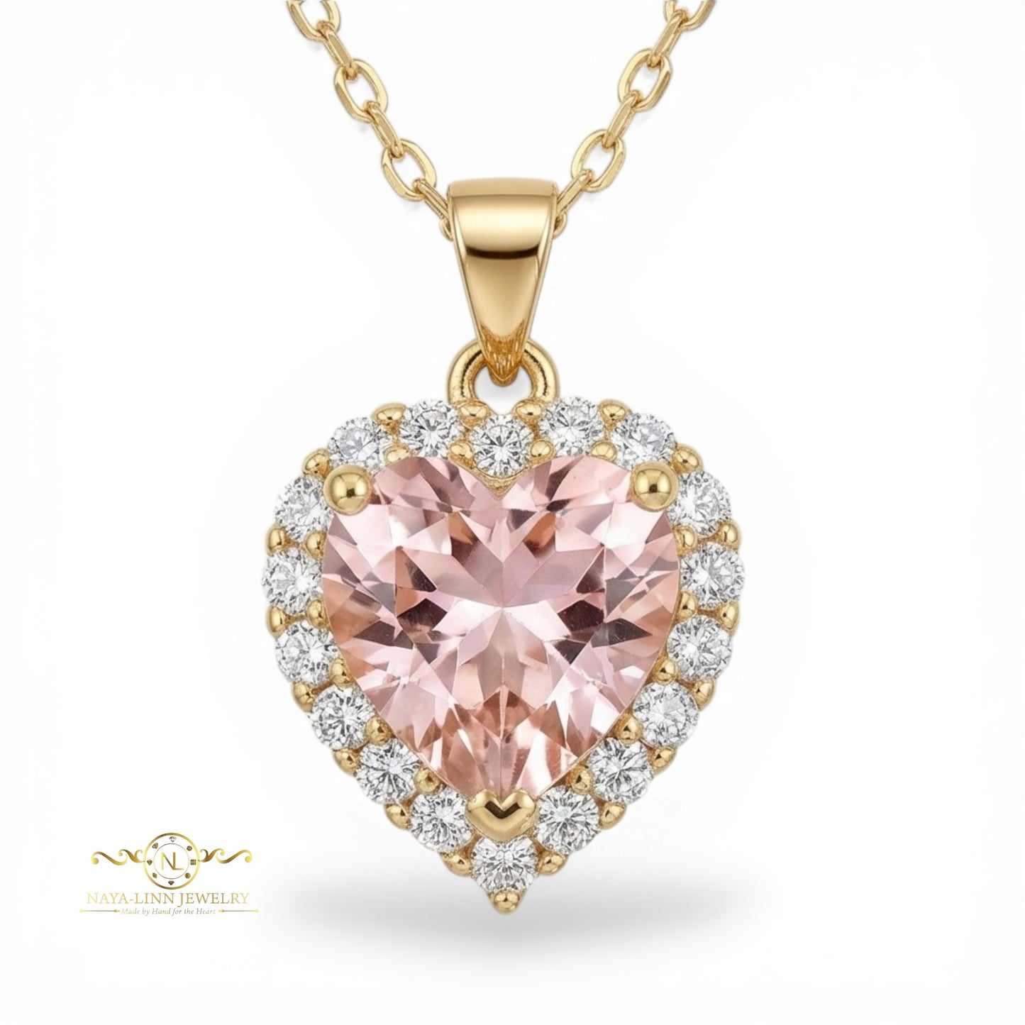 Isabella Necklace | Heart Diamond Simulants | 18K Gold Vermeil | 925 Sterling Silver By Naya-Linn Jewelry