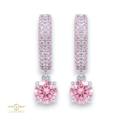 Kyra Earrings| Rhodium over 925 Sterling Silver | Round Diamond Simulants
