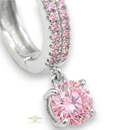 Kyra Earrings| Rhodium over 925 Sterling Silver | Round Diamond Simulants