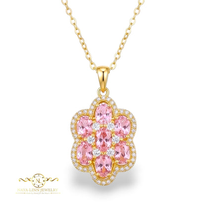 Leah Necklace | Clustered Oval Shaped Diamond Simulants | 14K Gold Plating Over Sterling Silver By Naya-Linn Jewelry