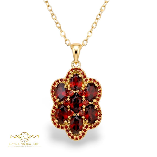 Leah Necklace | Clustered Oval Shaped Diamond Simulants | 14K Gold Plating Over Sterling Silver By Naya-Linn Jewelry