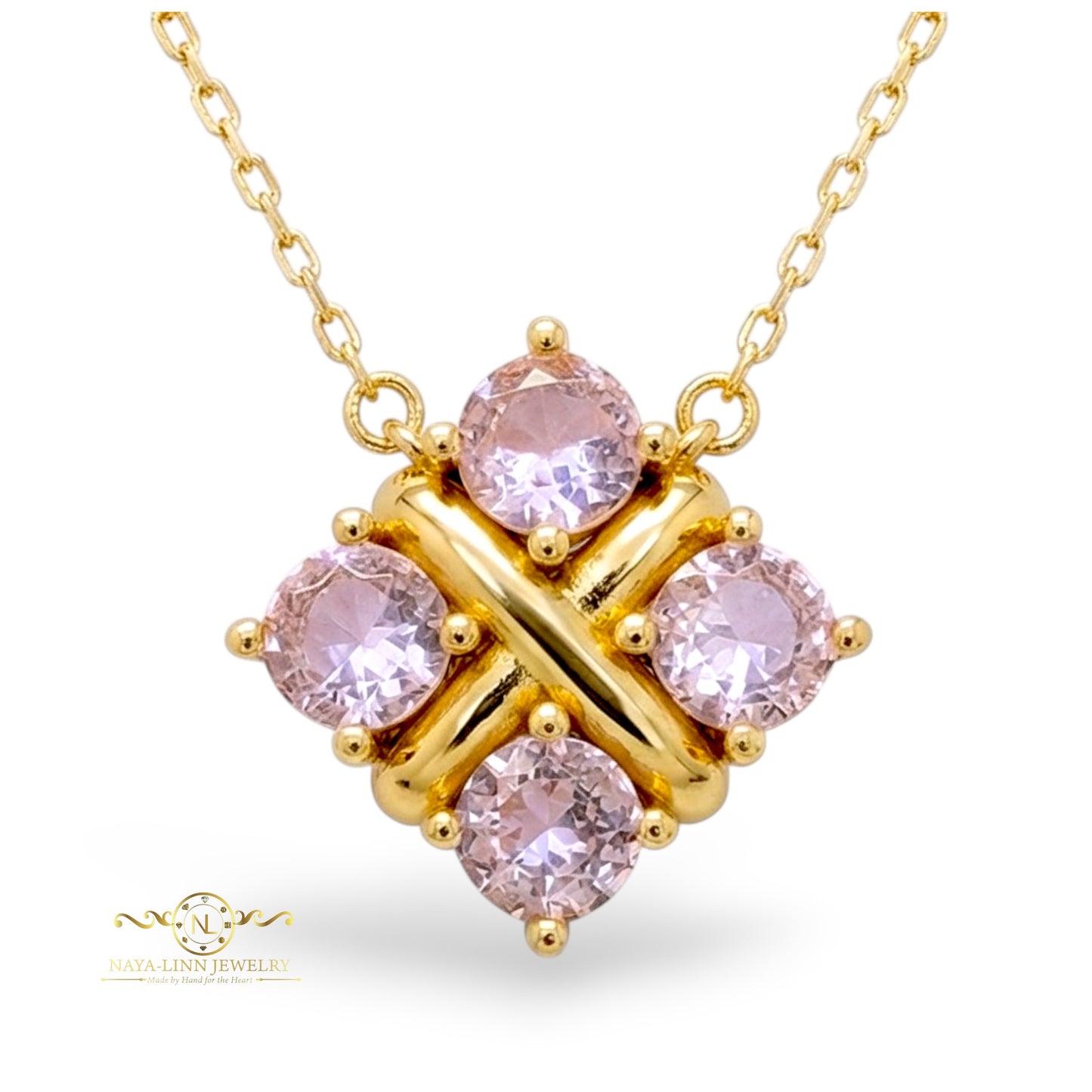 Lydia Necklace | Diamond Simulants | 18K Gold Vermeil Over 925 Sterling Silver By Naya-Linn Jewelry