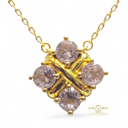 Lydia Necklace | Diamond Simulants | 18K Gold Vermeil Over 925 Sterling Silver By Naya-Linn Jewelry