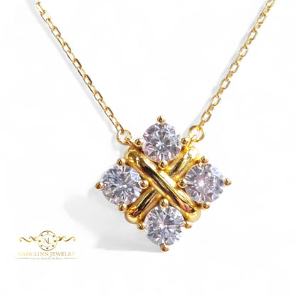Lydia Necklace | Diamond Simulants | 18K Gold Vermeil Over 925 Sterling Silver By Naya-Linn Jewelry