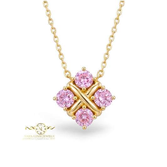 Lydia Necklace | Diamond Simulants | 18K Gold Vermeil Over 925 Sterling Silver By Naya-Linn Jewelry