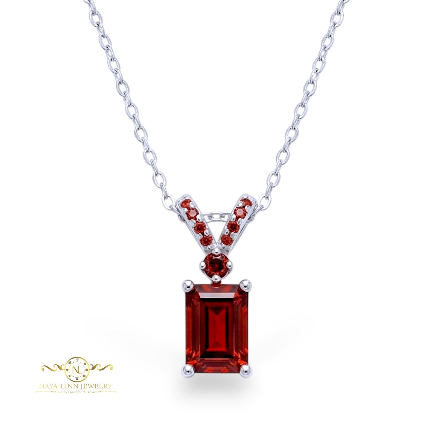 Mackenzie Necklace | Rhodium Plated Over 925 Sterling Silver | Diamond Simulants | Cubic Zirconia | 18 Inch Emerald Shape | Dainty Necklace
