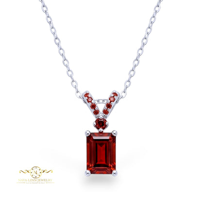 Mackenzie Necklace | Rhodium Plated Over 925 Sterling Silver | Diamond Simulants | Cubic Zirconia | 18 Inch Emerald Shape | Dainty Necklace