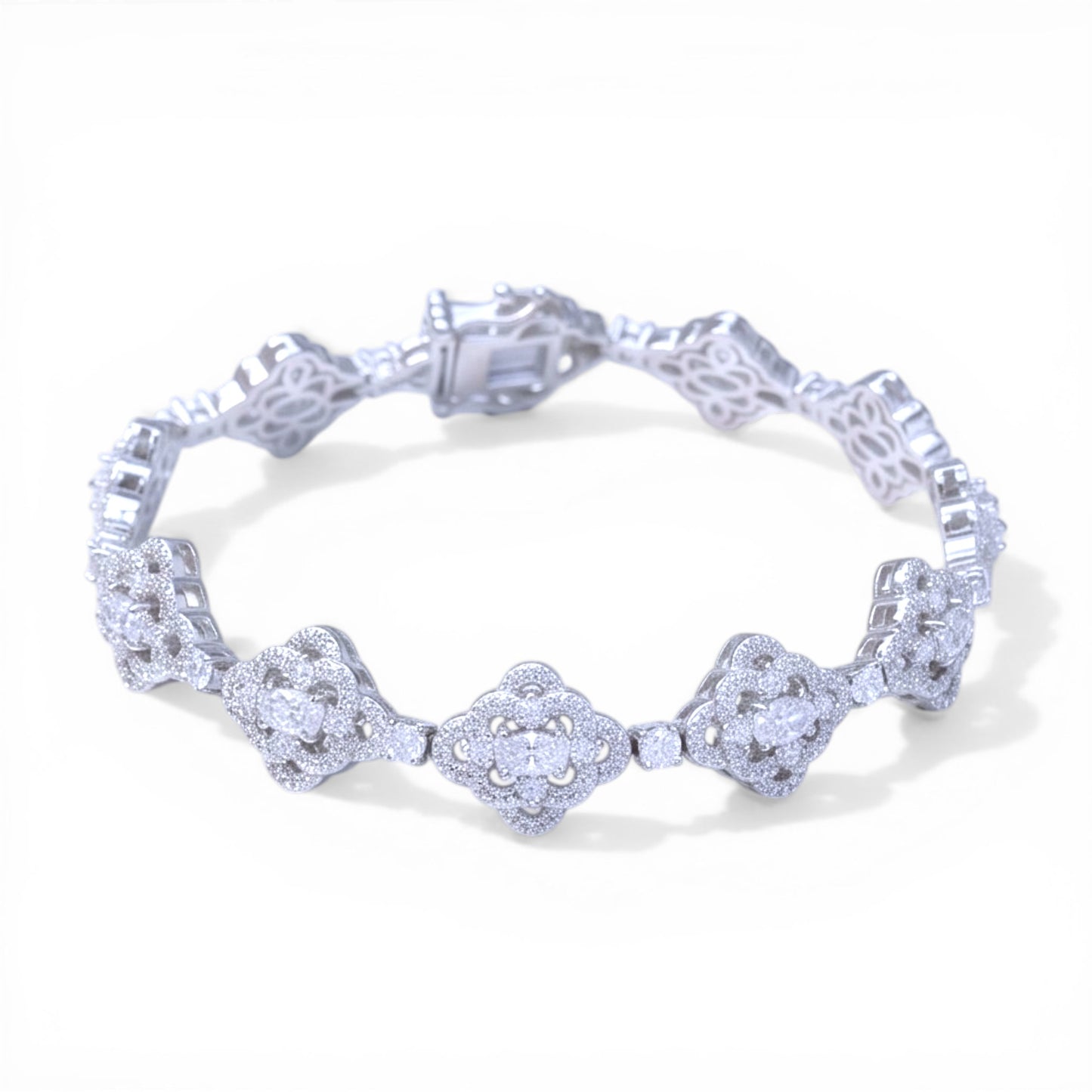 Madison Bracelet | Oval Shaped Diamond Simulant | Rhodium Over 925 Sterling Silver By Naya-Linn Jewelry