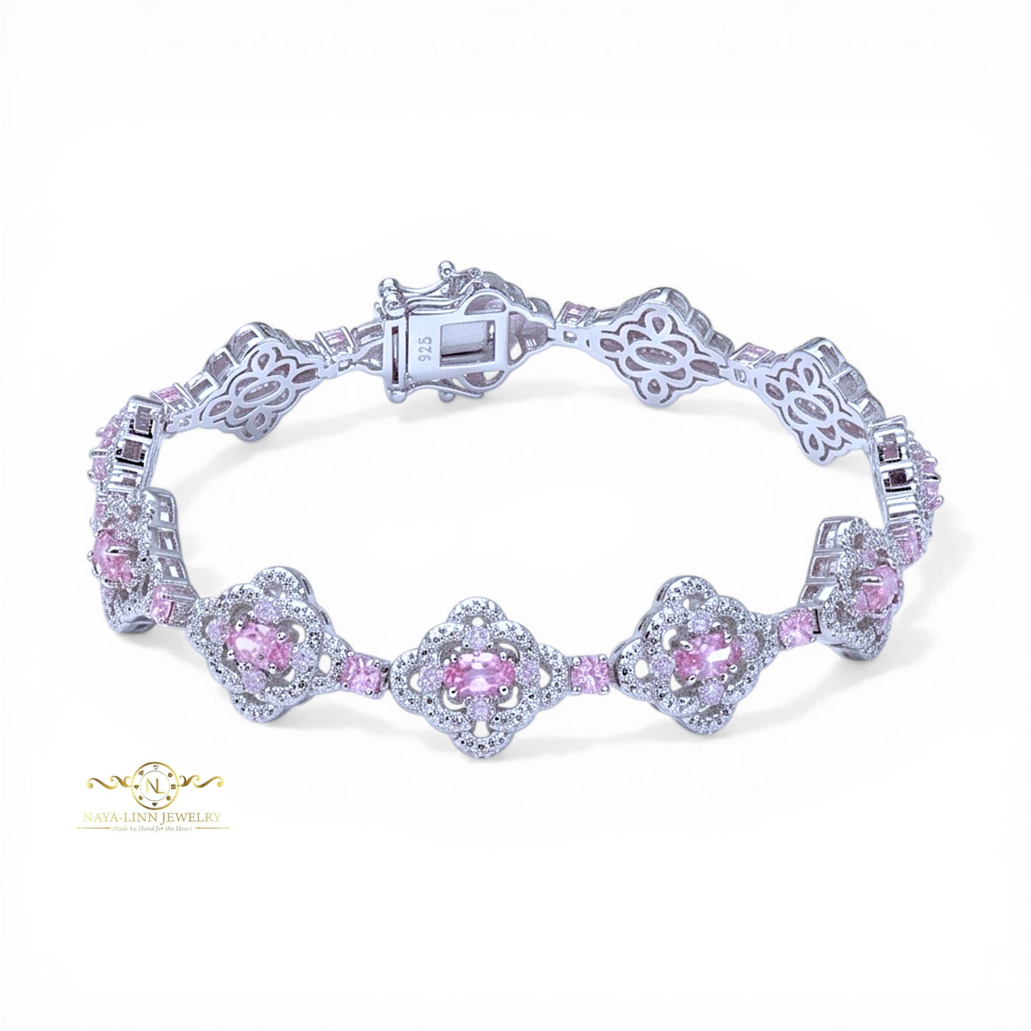Madison Bracelet | Oval Shaped Diamond Simulant | Rhodium Over 925 Sterling Silver By Naya-Linn Jewelry