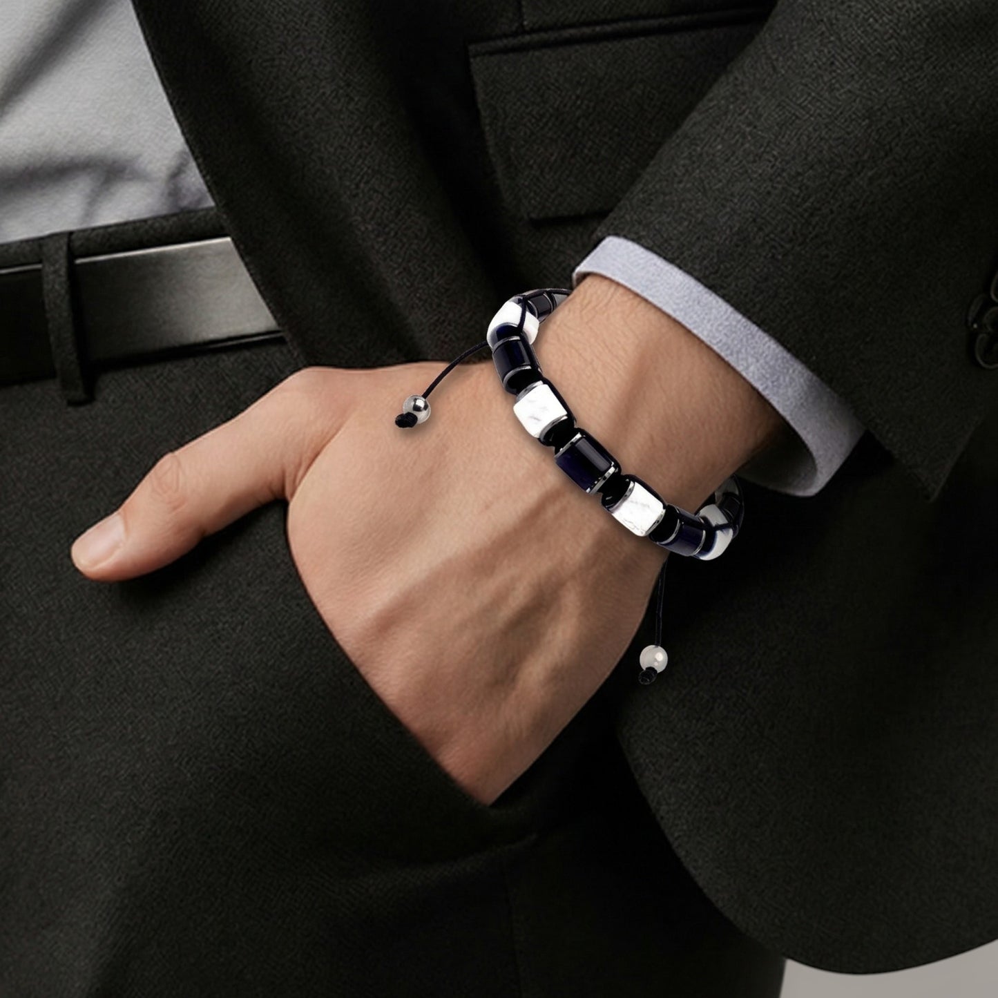 Massimo Men’s Bracelet – Triple Protection Macrame Bracelet (Lapis Lazuli, Tiger’s Eye, Hematite & More)