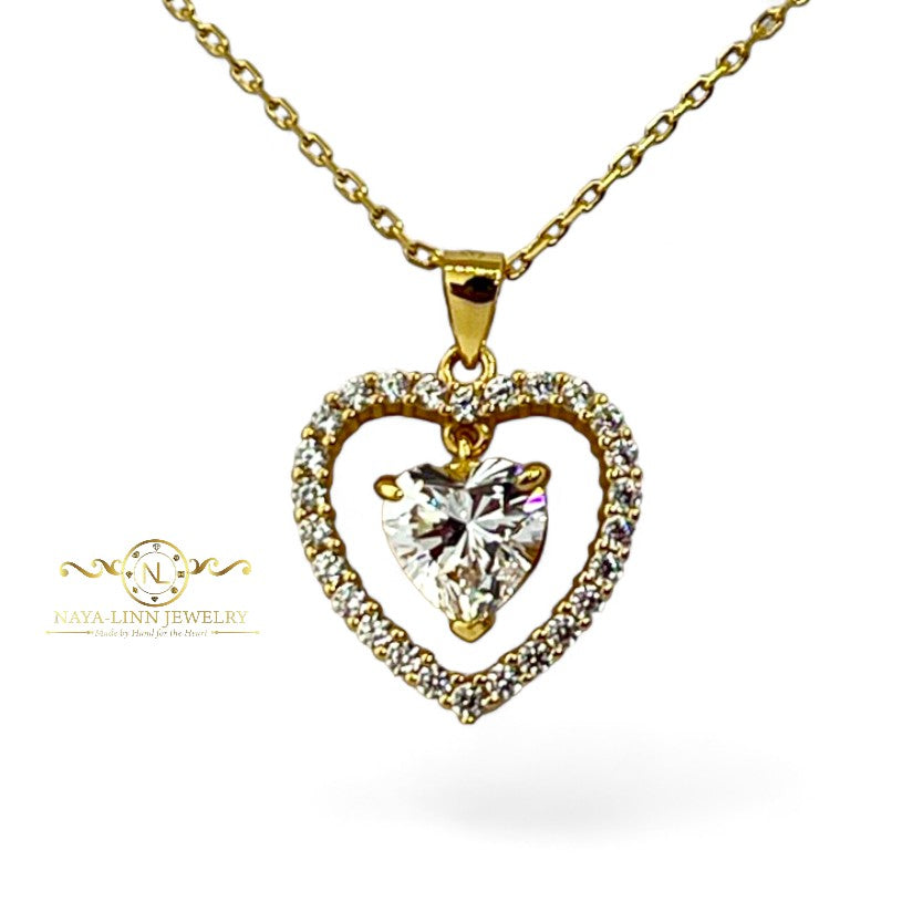 Melody Floating Heart Necklace | 18K Gold Vermeil Over Sterling Silver By Naya-Linn Jewelry