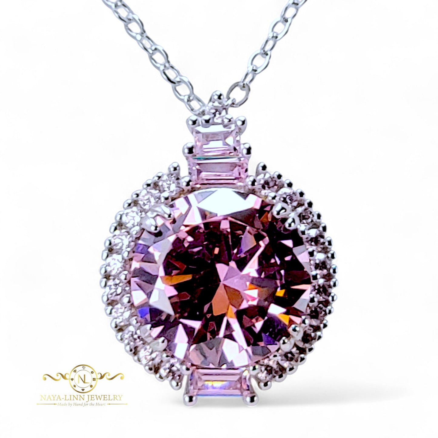 Millie Necklace | Round Gemstones | Rhodium Over Sterling Silver | 925 Sterling Silver
