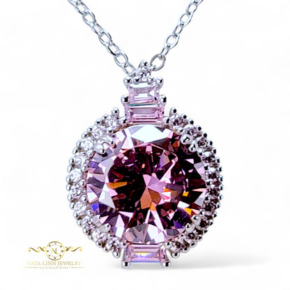 Millie Necklace | Round Gemstones | Rhodium Over Sterling Silver | 925 Sterling Silver
